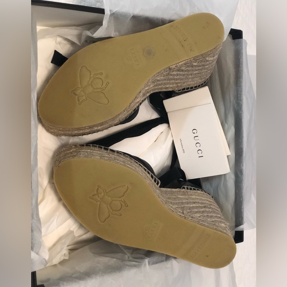 Gucci crafted in black leather set against a cord platform.. worn once - Picture 3 of 12